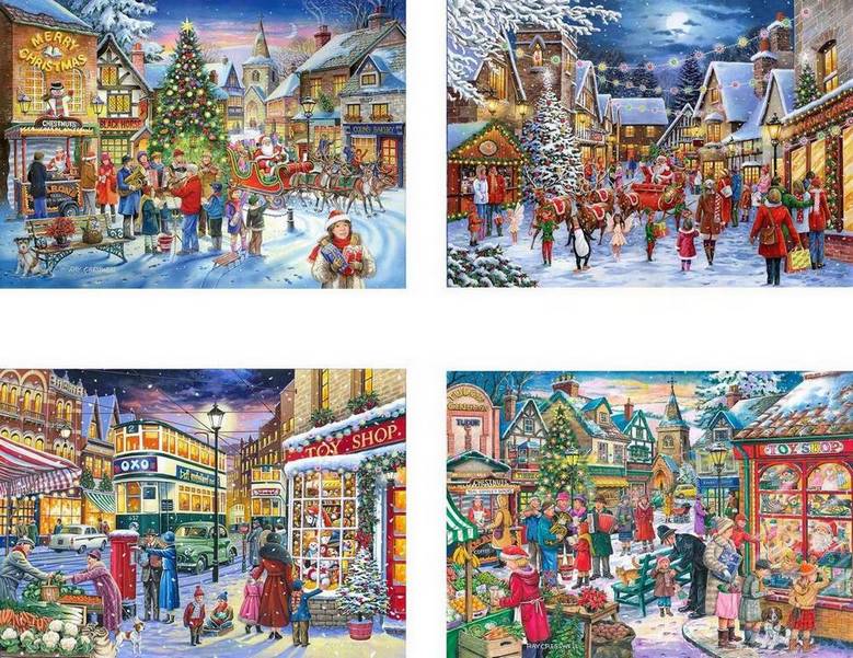 House of Puzzles - Christmas Shopping - 4 x 500 Piece Jigsaw Puzzle
