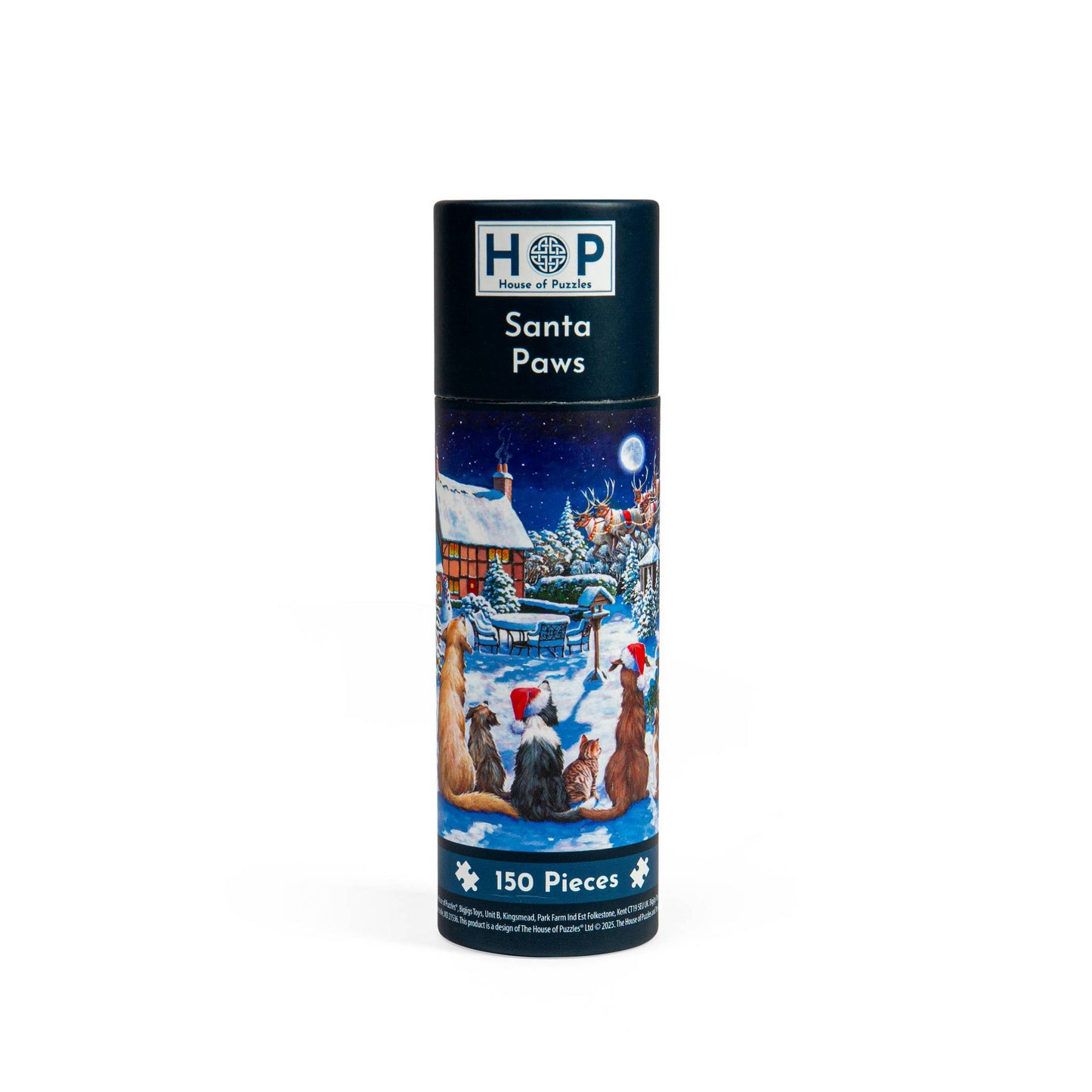 House of Puzzles - Santa Paws - 150 Piece Mini Jigsaw Puzzle in a Tube
