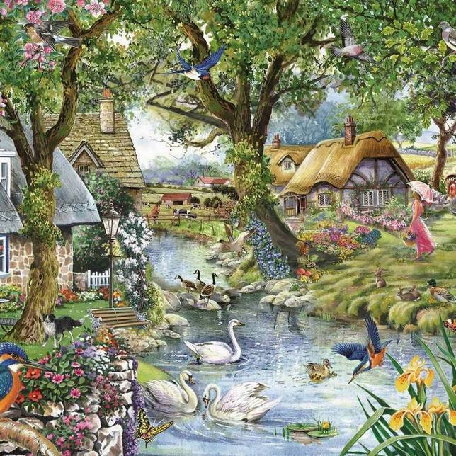 House of Puzzles - Kingfisher Cottage - 1000 Piece Jigsaw Puzzle