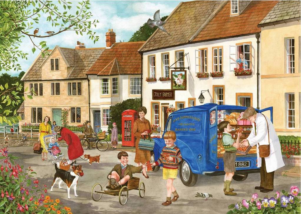 House of Puzzles - Village Life - 4 x 500 Piece Jigsaw Puzzle