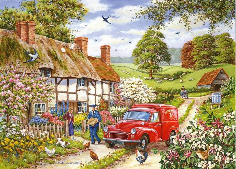 House of Puzzles - Village Life - 4 x 500 Piece Jigsaw Puzzle