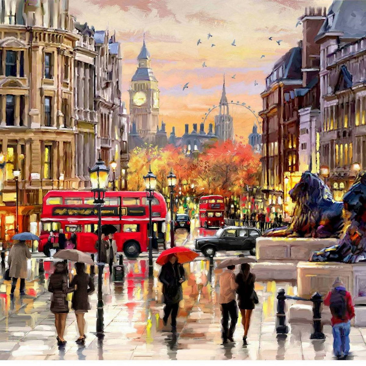 House of Puzzles - Twilight in Trafalgar Square - 1000 Piece Jigsaw Puzzle