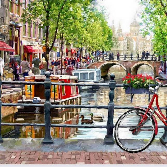 House of Puzzles - Spring in Amsterdam - 1000 Piece Jigsaw Puzzle