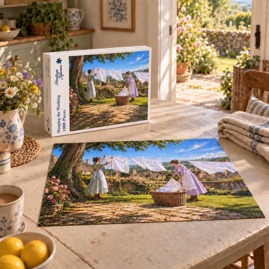 Heritage Jigsaws Hanging the Washing, 1000-piece jigsaw puzzle lifestyle image