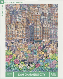 New York Puzzle Company - Dam Charming City - 1000 Piece Jigsaw Puzzle