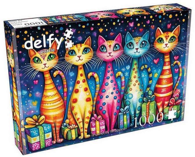 Delfy - Purrfectly Wrapped - 1000 Piece Jigsaw Puzzle