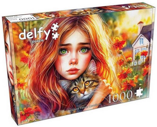 Delfy - Silent Feline Comfort - 1000 Piece Jigsaw Puzzle