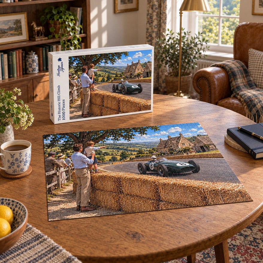 Heritage Jigsaws The Historic Hill Climb, 1000-piece jigsaw puzzle lifestyle image