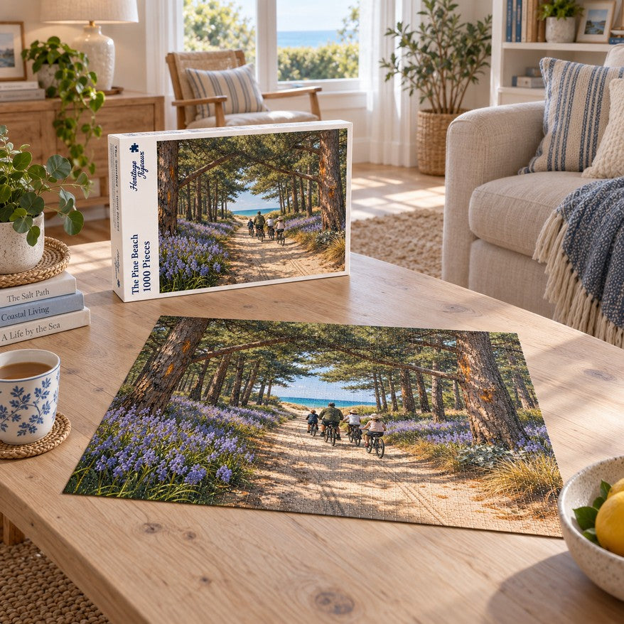 Heritage Jigsaws The Pine Beach, 1000-piece jigsaw puzzle lifestyle image