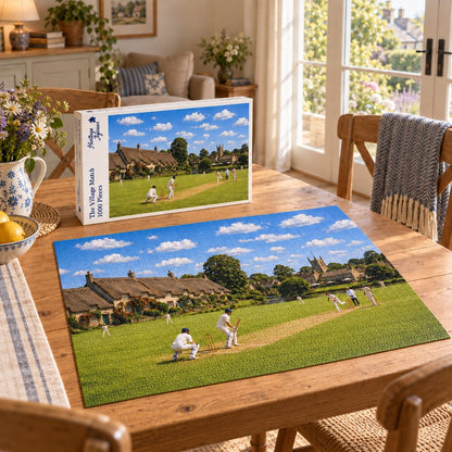 Heritage Jigsaws The Village Match, 1000-piece jigsaw puzzle lifestyle image