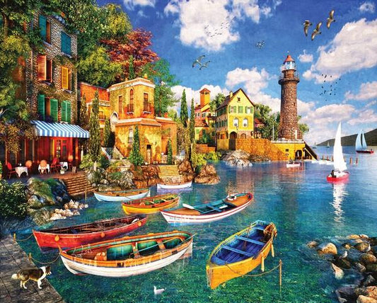 White Mountain - Mediterranean Harbor - 1000 Piece Jigsaw Puzzle