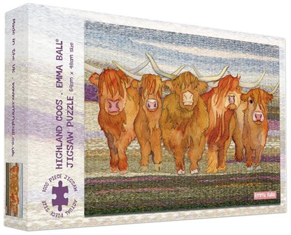 Emma Ball - Highland Coos - 1000 Piece Jigsaw Puzzle