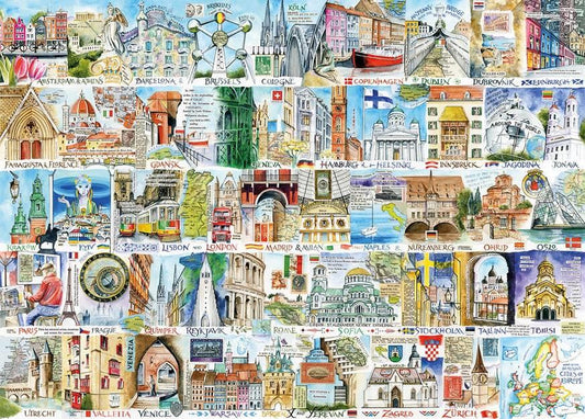Gibsons - Sights & Sounds of Europe - 1000 Piece Jigsaw Puzzle