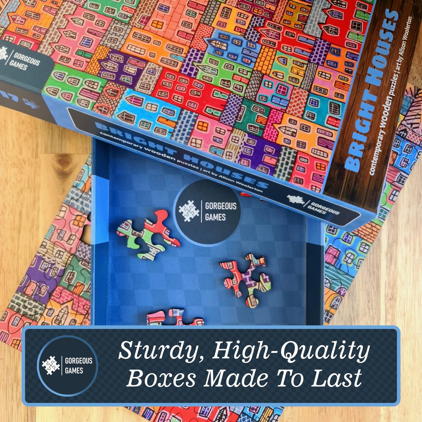 Gorgeous Games - Bright Houses - 117 Piece Wooden Jigsaw Puzzle