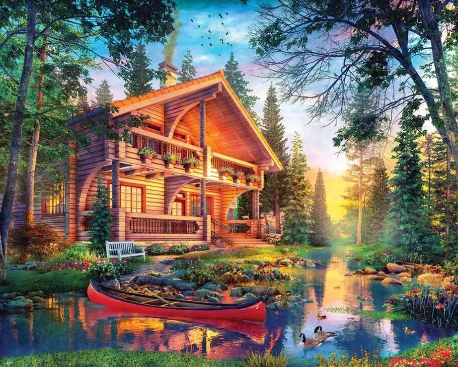 Springbok - Log House Retreat - 1000 Piece Jigsaw Puzzle