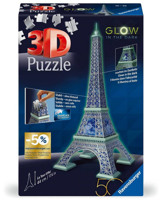 Ravensburger - Eiffel Tower Glow in the Dark - 216 3D Piece Jigsaw Puzzle
