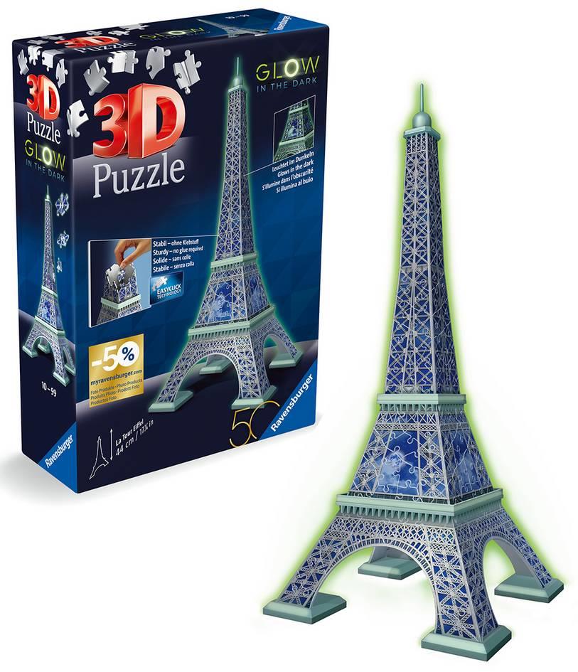 Ravensburger - Eiffel Tower Glow in the Dark - 216 3D Piece Jigsaw Puzzle