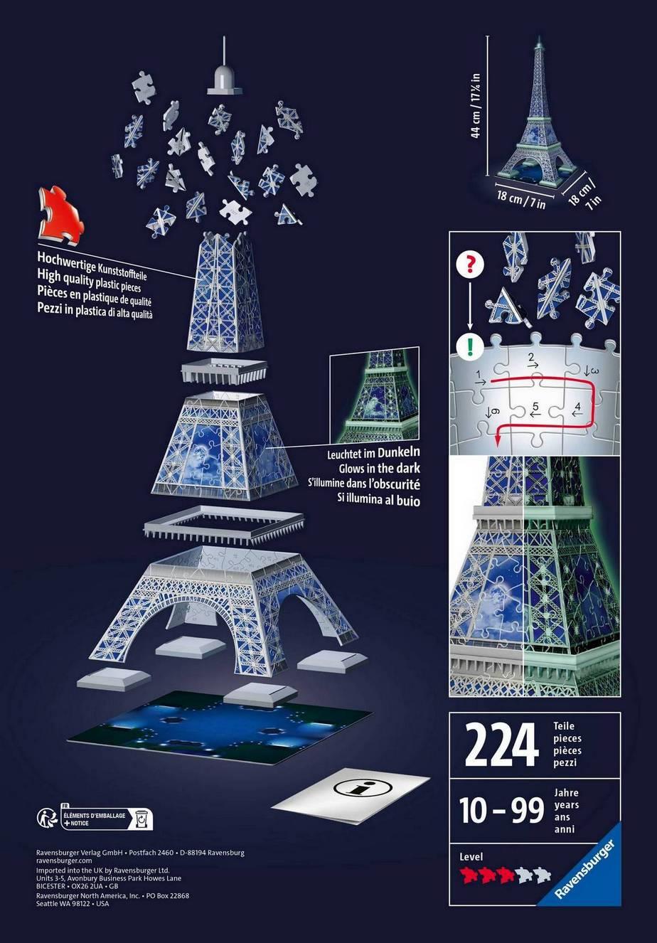 Ravensburger - Eiffel Tower Glow in the Dark - 216 3D Piece Jigsaw Puzzle