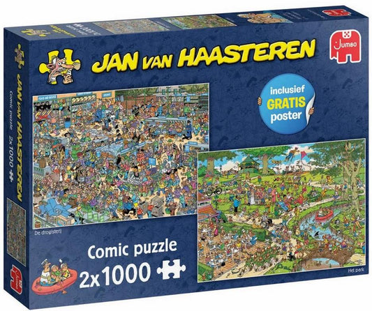 Jan Van Haasteren - Drug Store & The Park 2 x 1000 Piece Jigsaw Puzzle