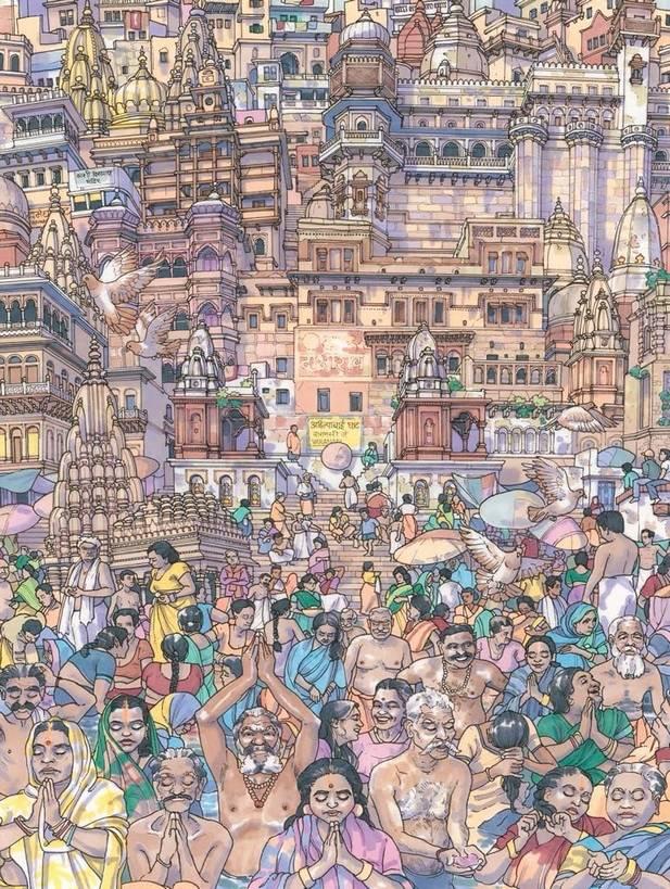 New York Puzzle Company - Vibrant Varanasi - 1000 Piece Jigsaw Puzzle