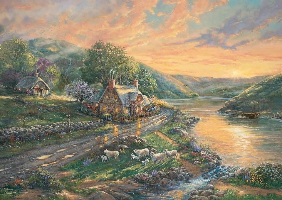 Schmidt - Thomas Kinkade - Daybreak in Emerald Valley - 1000 Piece Jigsaw Puzzle