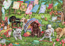 Falcon de Luxe - Puppies in the Garden - 1000 Piece Jigsaw Puzzle