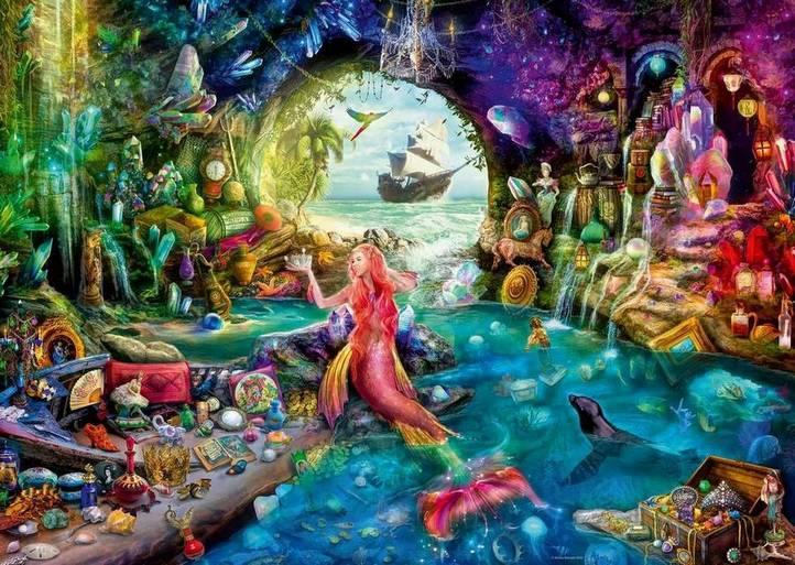 Yorkie Rippa Mermaid Ravensburger - Mermaids Treasure - 1000 Piece Jigsaw Puzzle – The ...