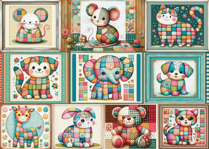 Delfy - Patchwork Animal Parade - 1000 Piece Jigsaw Puzzle