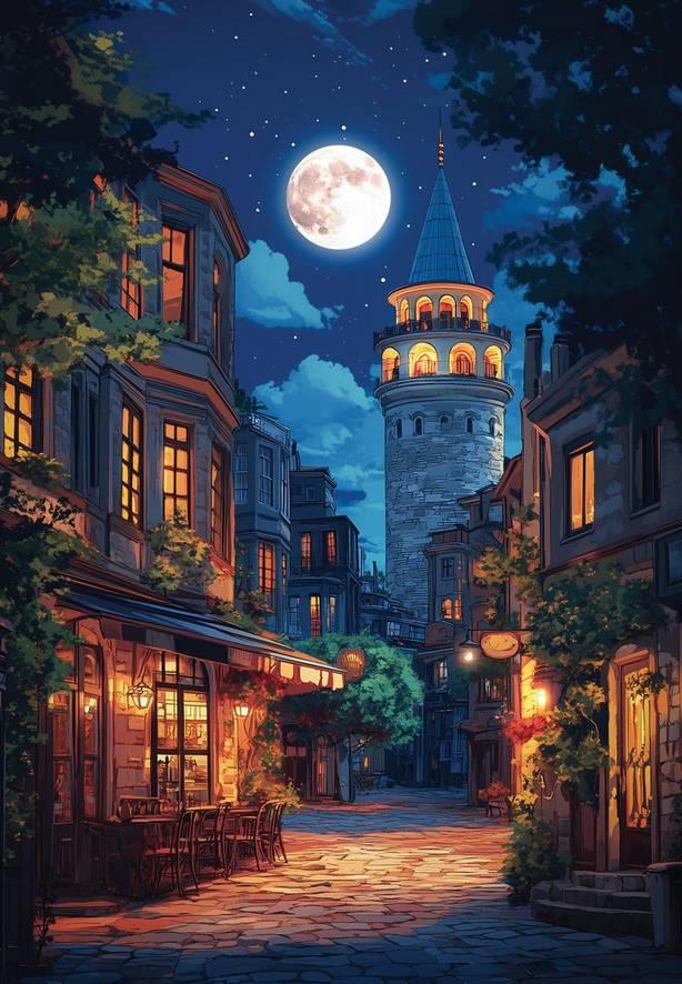 Anatolian - Galata at Fullmoon - 500 Piece Jigsaw Puzzle