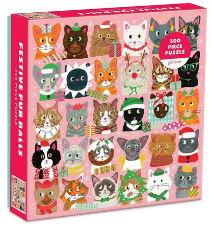 Galison - Festive Fur Balls - 500 Piece Jigsaw Puzzle