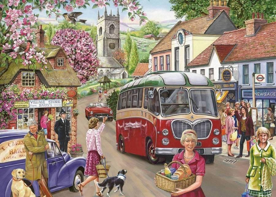 House of Puzzles - Here Comes the Bus - 500 Piece Jigsaw Puzzle