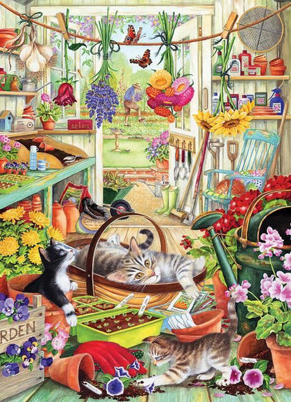 Cobble Hill - Potting Shed Cats - 500 Piece Jigsaw Puzzle