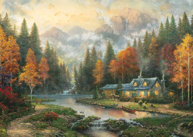 Schmidt - Thomas Kinkade - Evening at Autumn Lake - 1000 Piece Jigsaw Puzzle