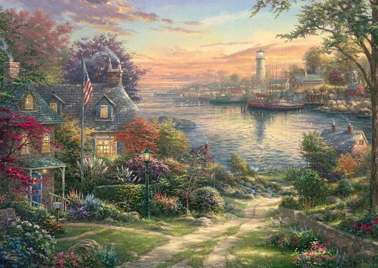 Schmidt - Thomas Kinkade - New England Harbour - 1000 Piece Jigsaw Puzzle
