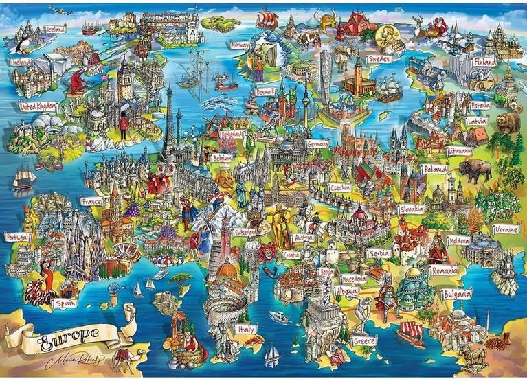 Eurographics - Crazy Map of Europe - 2000 Piece Jigsaw Puzzle