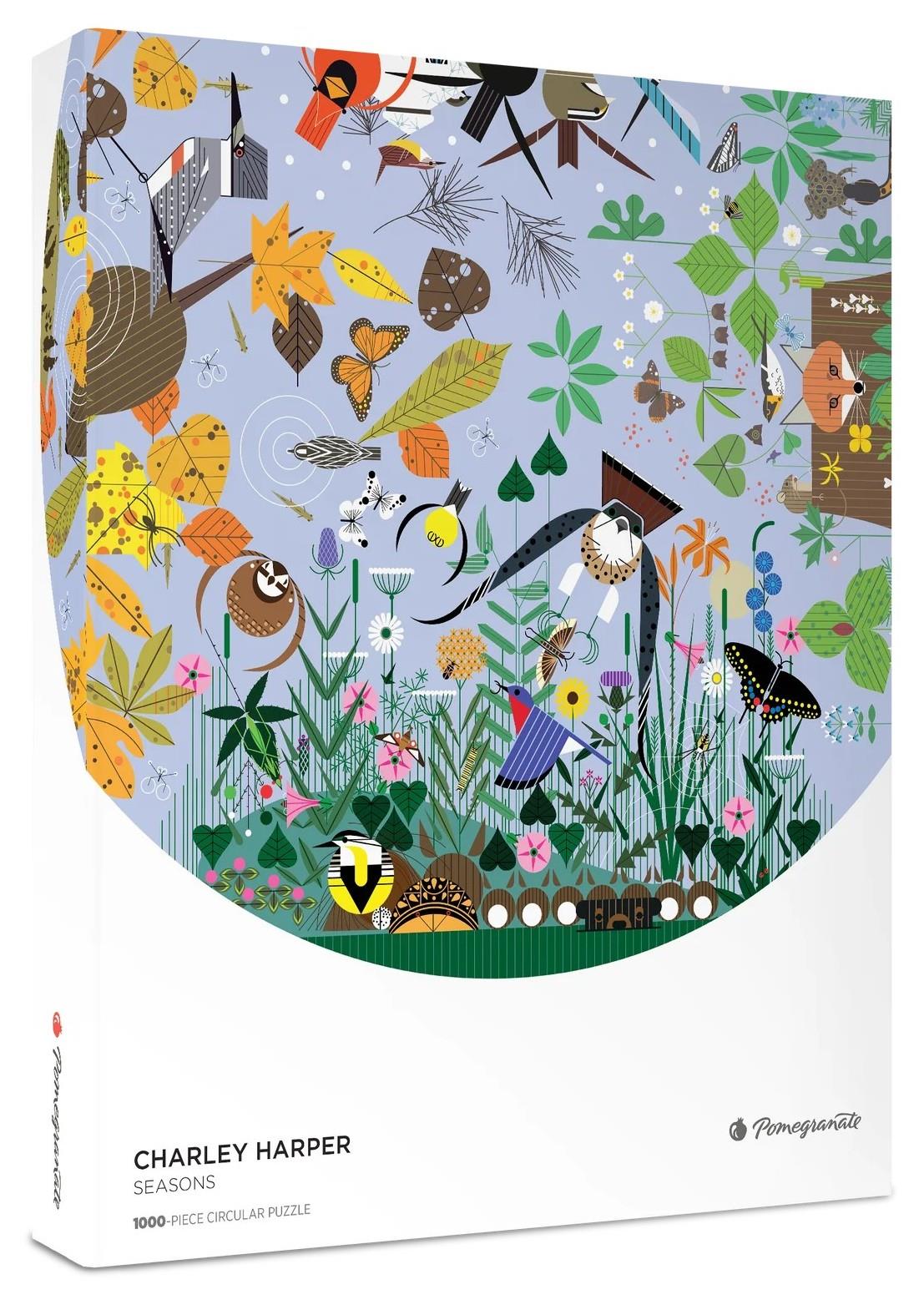 Pomegranate - Charley Harper - Seasons - 1000 Piece Circular Jigsaw Puzzle Puzzle