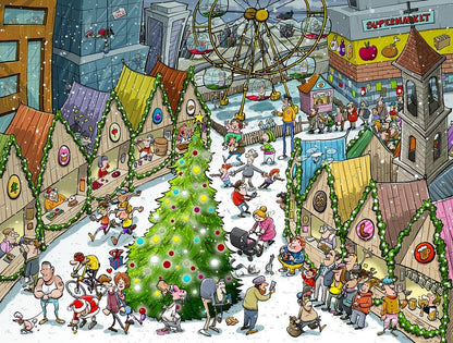 Happy Puzzle - At The Christmas Market - 1000 Piece Jigsaw Puzzle