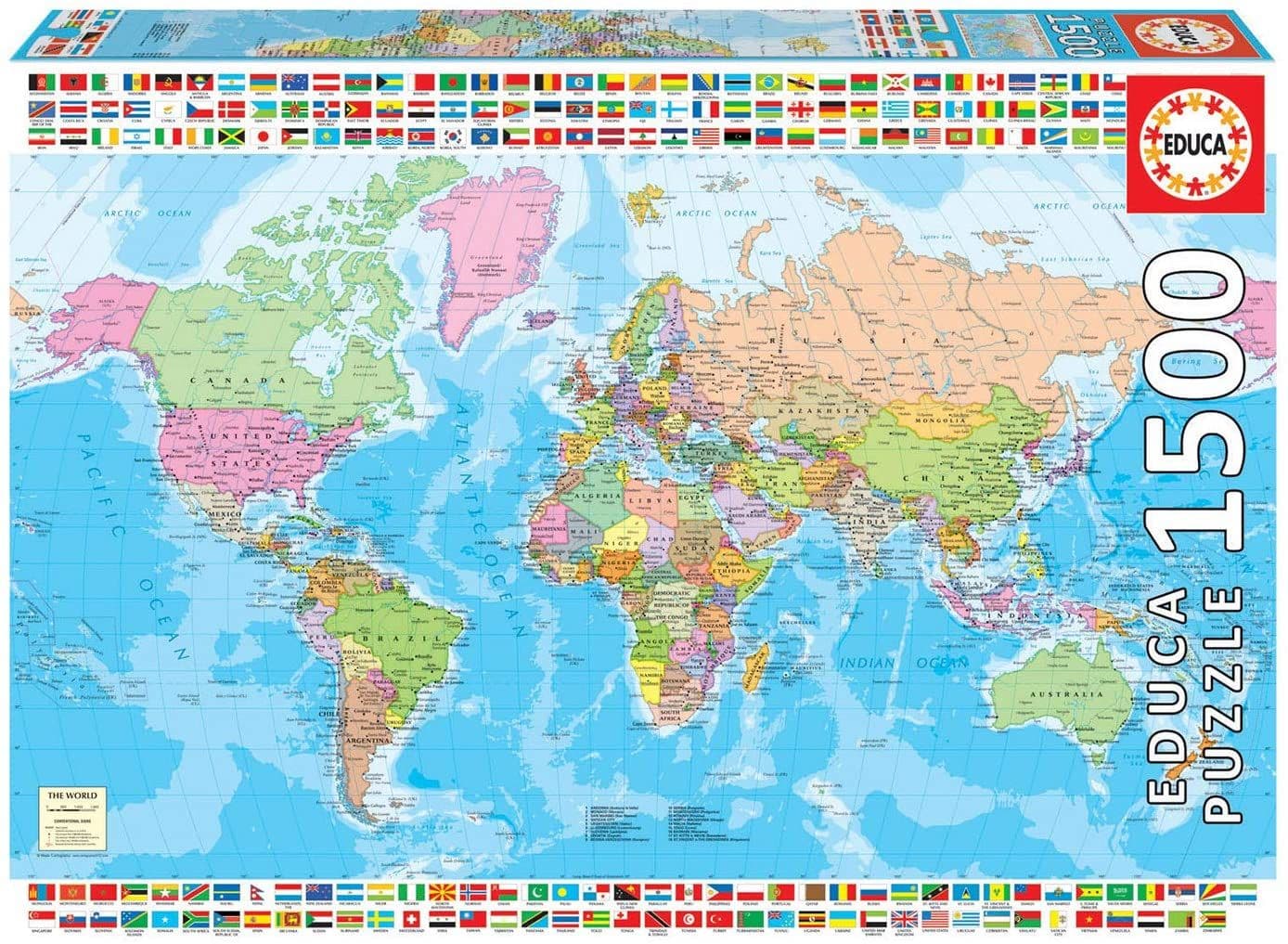 Educa - Map of the World - 1500 Piece Jigsaw Puzzle