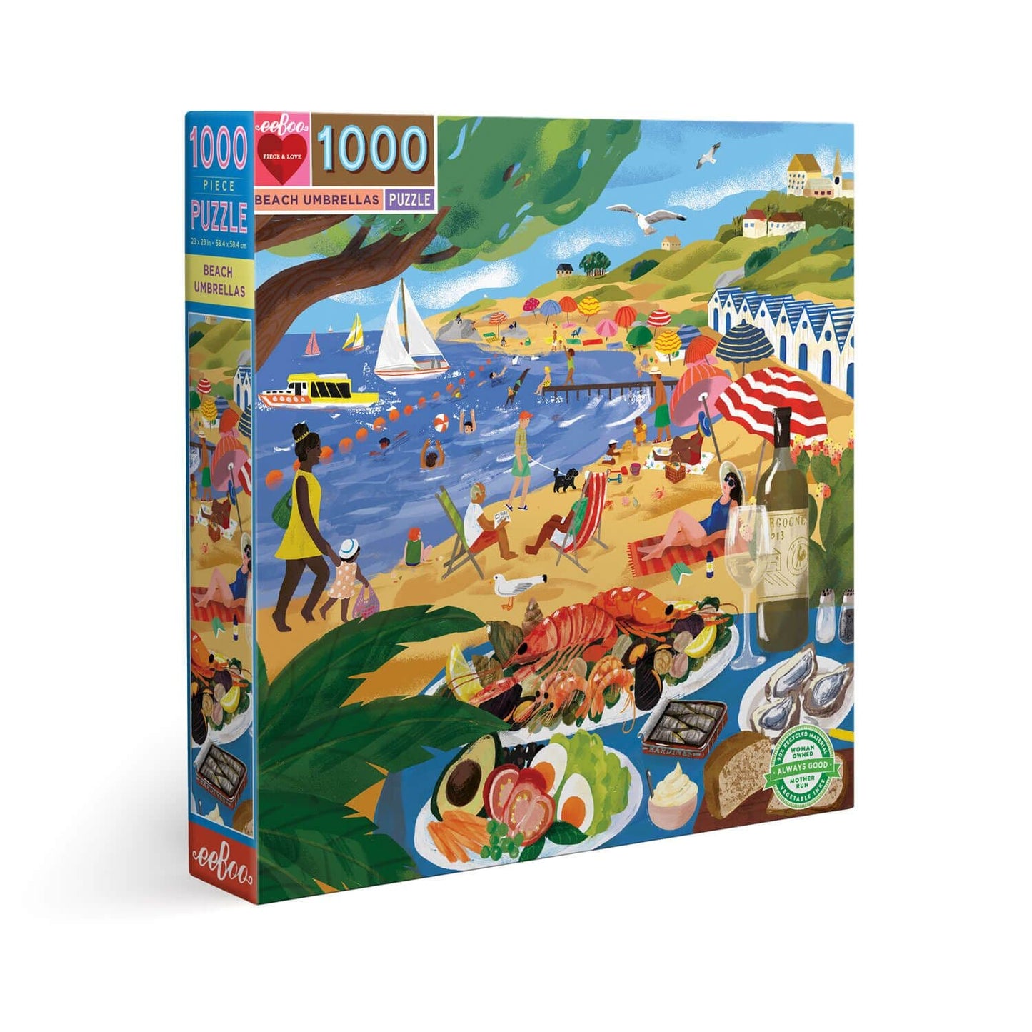 Eeboo - Beach Umbrellas - 1000 Piece Jigsaw Puzzles