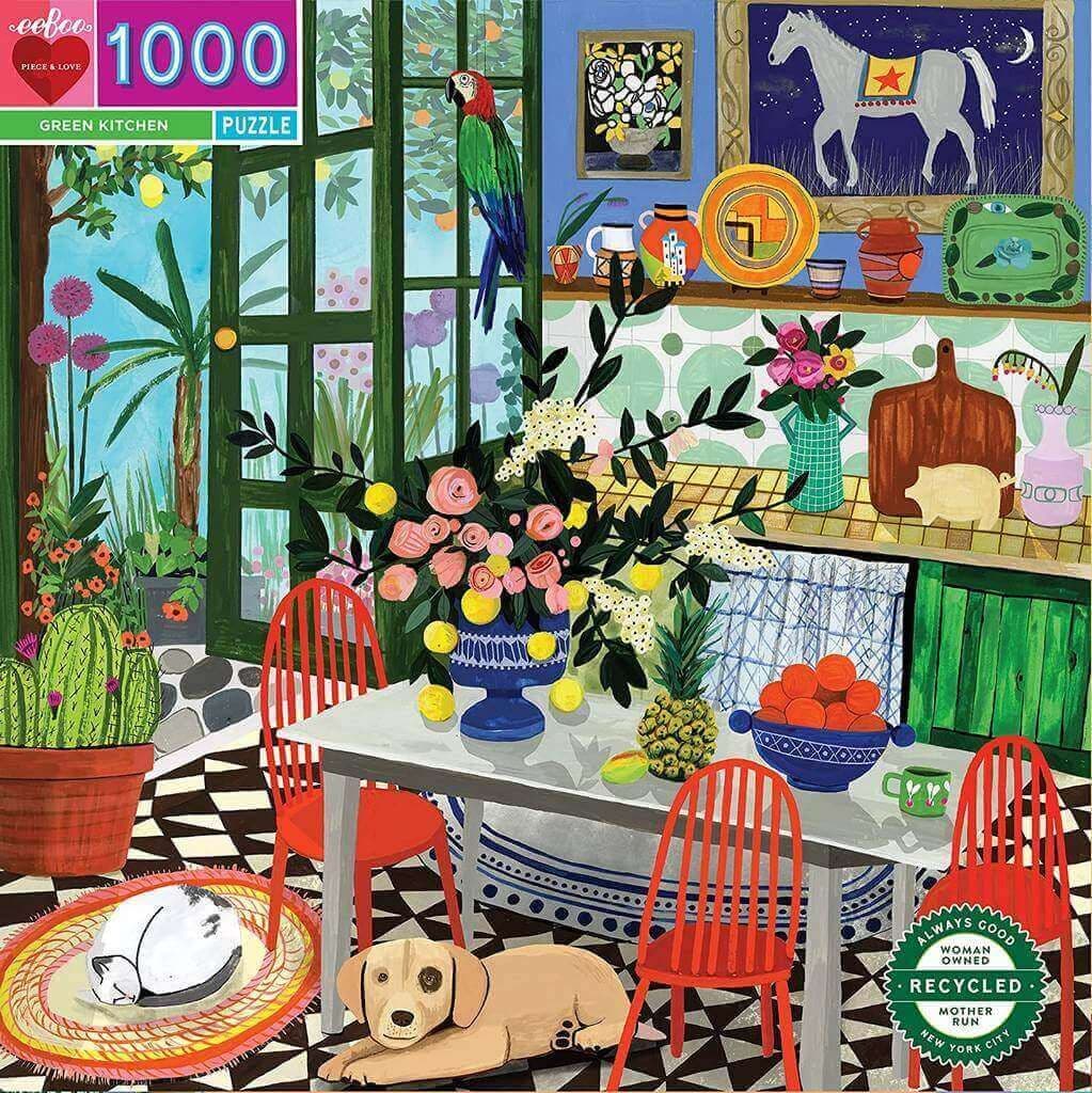 Eeboo - Green Kitchen - 1000 Piece Jigsaw Puzzles