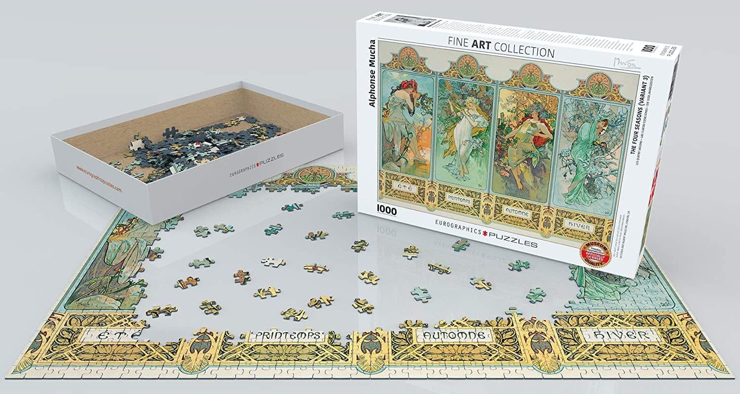 Flame Tree – Puzzle Artistico Per Adulti: Alphonse Mucha - Reverie, 1000 Pezzi, Con Poster A4