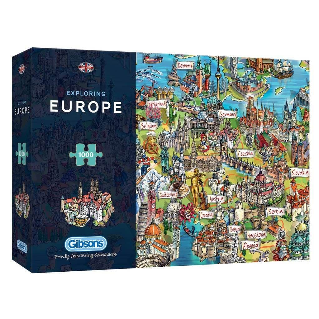 Gibsons - Exploring Europe - 1000 Piece Jigsaw Puzzle
