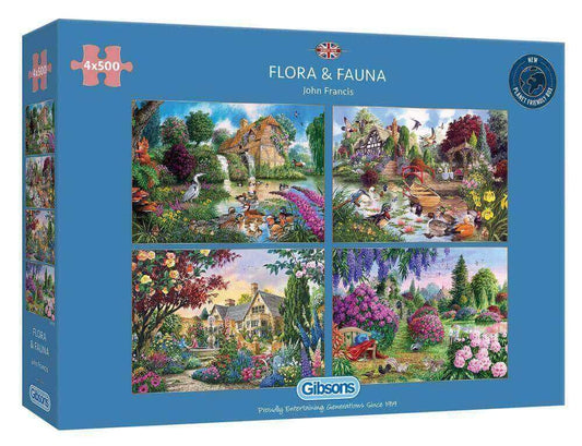 Gibsons - Flora & Fauna - 4 x 500 Piece Jigsaw Puzzle