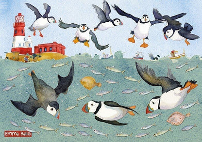 Emma Ball - Diving Puffins - 1000 Piece Jigsaw Puzzle