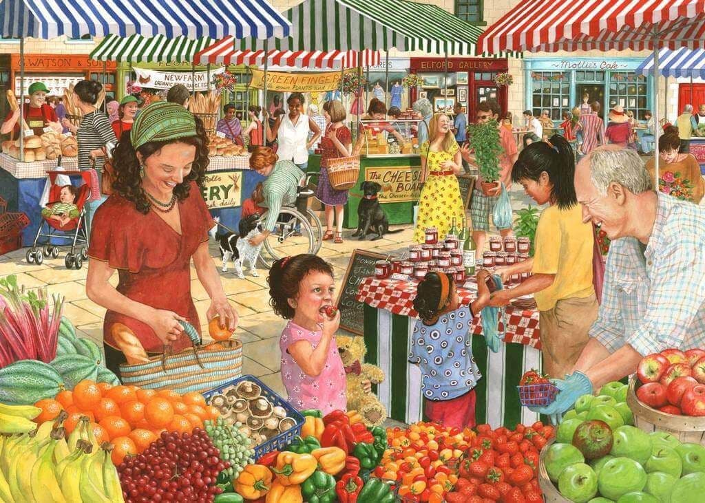 House of Puzzles - Farmers Market - 1000 Piece Jigsaw Puzzle