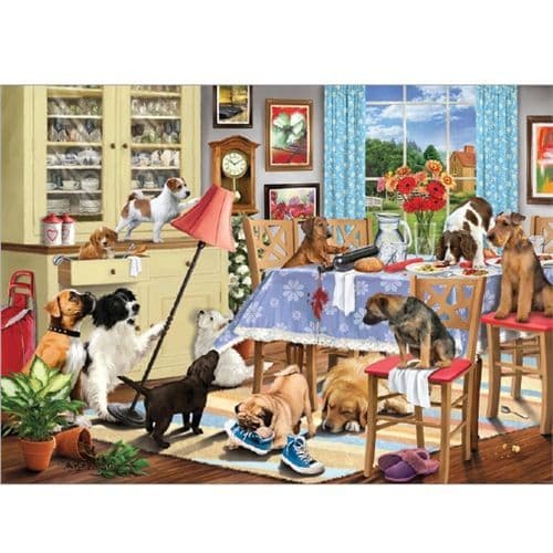 Otter House - Dogs In The Dining Room  - 1000 Piece Jigsaw Puzzle
