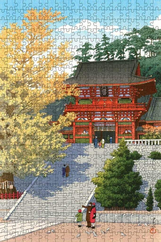 Pomegranate - Kawase Hasui - Tsurugaoka Hachiman Shrine - 500 Piece Jigsaw Puzzle