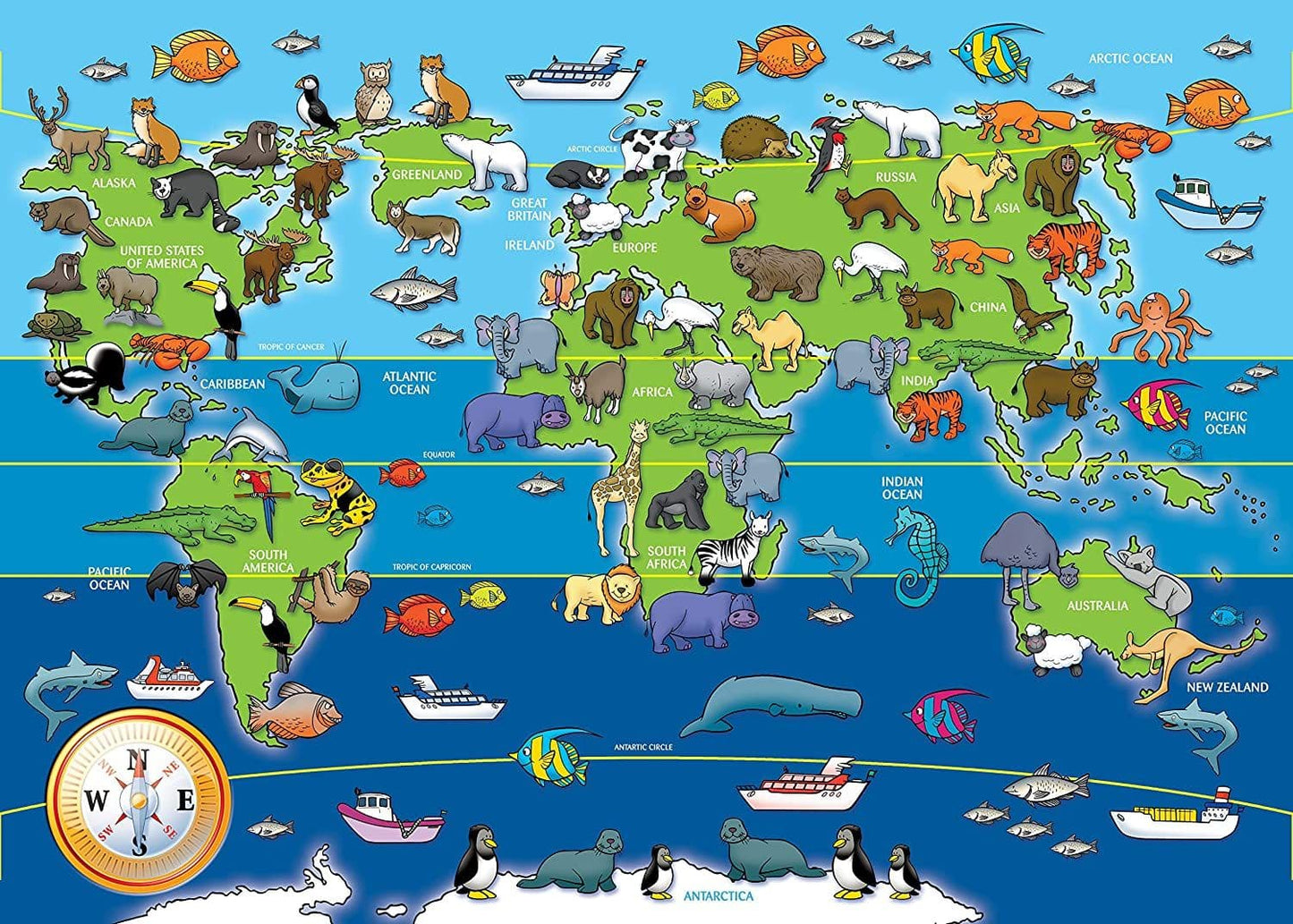 Ravensburger 30 Piece Large Framed Puzzle Animals World Map 066414