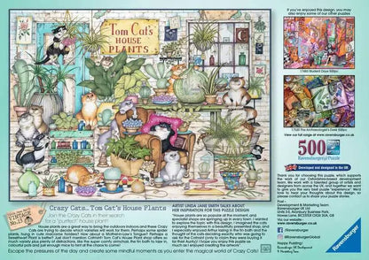 Ravensburger - Crazy Cats - Tom Cat's House Plants - 500 Piece Jigsaw Puzzle