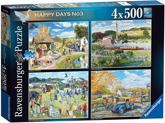 Ravensburger - Happy Days No 3 - Countryside Nostalgia 4 x 500 Piece Jigsaw Puzzle